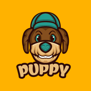 pet logo online smiley dog face with cap
