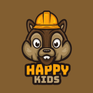 animal logo squirrel face with construction hat