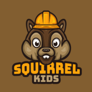 animal logo squirrel face with construction hat