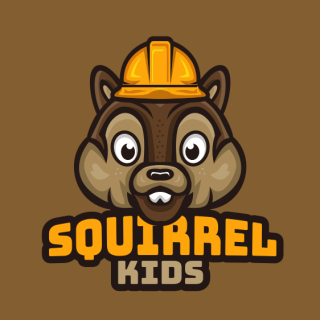 animal logo squirrel face with construction hat