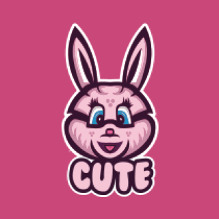 pet logo female bunny with pointy ears