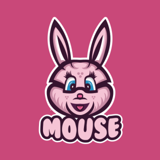 female bunny mascot with pointy ears