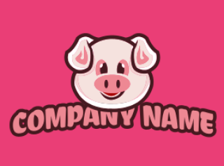 animal logo online smiley pig mascot