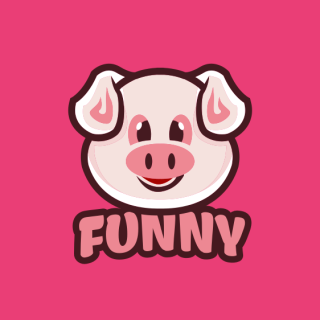 animal logo online smiley pig face mascot