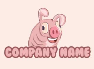 animal logo pig smiling with squint eyes