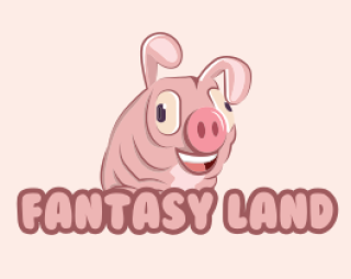 animal logo pig smiling with squint eyes