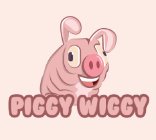 animal logo pig smiling with squint eyes