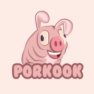 animal logo pig smiling with squint eyes