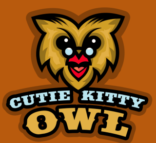 animal logo icon owl smiling with glasses