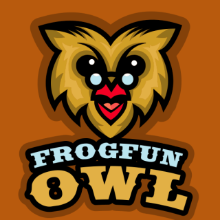animal logo icon owl smiling with glasses