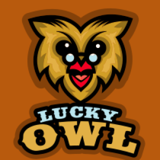 animal logo mascot owl smiling with glasses
