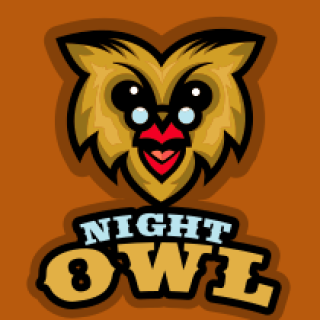 animal logo mascot owl smiling with glasses