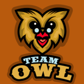 animal logo mascot owl smiling with glasses