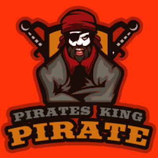 sports logo angry pirate with sword in shield