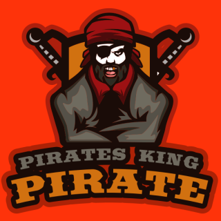 sports logo angry pirate with sword in shield