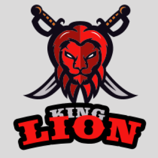 animal logo angry lion mascot with swords