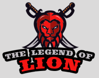 animal logo angry lion mascot with swords