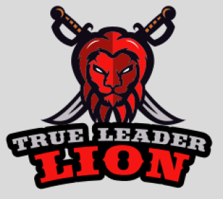 animal logo angry lion mascot with swords