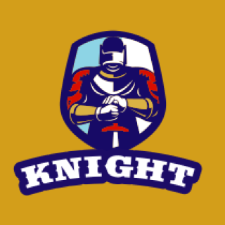 gaming logo knight with sword in shield