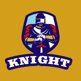 gaming logo knight with sword in shield