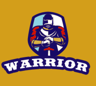 gaming logo knight with sword in shield