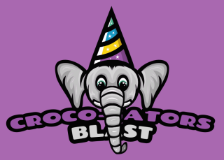animal logo elephant face with party hat