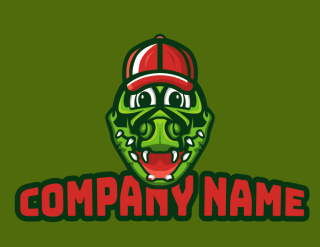 cute alligator face with cap logo maker