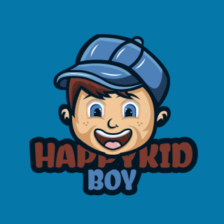 childcare logo maker happy kid in blue cap