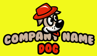 pet logo happy dog mascot wearing hat