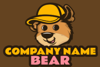 animal logo symbol bear face wearing cap 