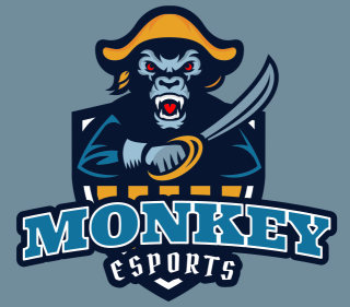 mascot angry pirate monkey in shield 