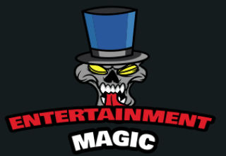 gaming logo skull with tongue out in magic hat