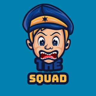 angry boy mascot in police hat
