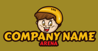 games logo laughing boy mascot with helmet