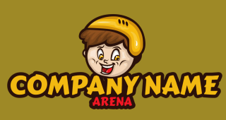 laughing kid mascot with helmet