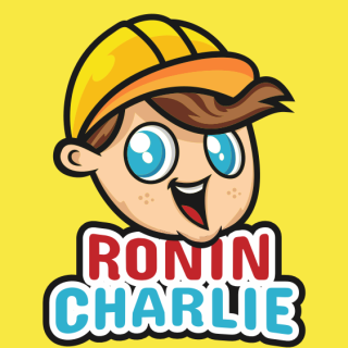 games logo kid wearing construction hat mascot