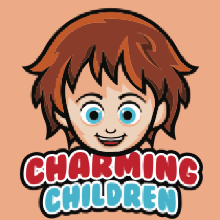 big eyes smiling face child mascot
