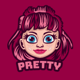 fashion logo big eyes girl in stylish hair