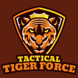sports logo mascot tiger with crown in shield