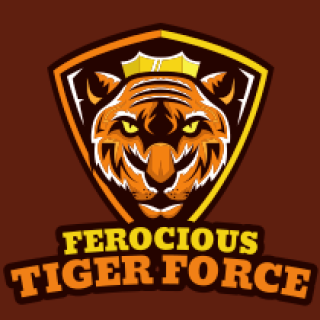 sports logo mascot tiger with crown in shield