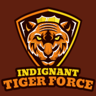 sports logo mascot tiger with crown in shield
