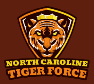 sports logo mascot tiger with crown in shield