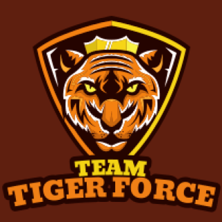 sports logo mascot tiger with crown in shield