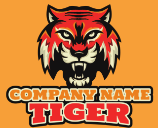 furious tiger roaring mascot logo