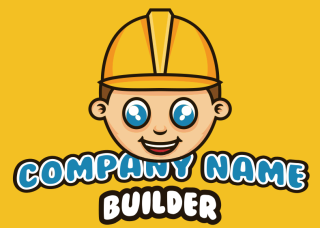 cute little kid have construction head with laughing face