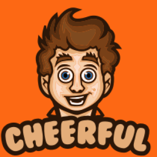smiley boy mascot with long hair