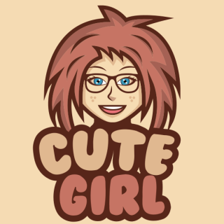 games logo smiling geek girl mascot