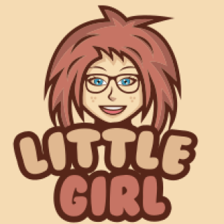 games logo smiling geek girl mascot