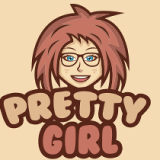 games logo smiling geek girl mascot