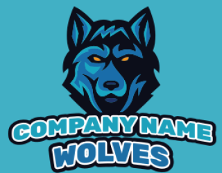 animal logo sober looking wolf face mascot